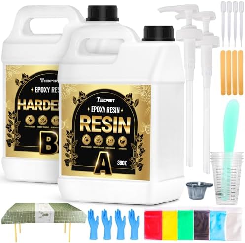 Teexpert Epoxy Resin Kit: 76OZ Casting Resin Crystal Clear Yellow Resistant Self Leveling for Art Craft DIY Jewelry Making with Pigment and Tools for Beginner Starter by Teexpert