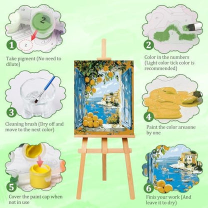 AIRDEA Landscape Paint by Numbers for Adults,Seaside Scenery Painting by Number Kits on Canvas,Frameless,16x20in DIY Acrylic Painting for Beginner,Home Wall Decor - Image 4
