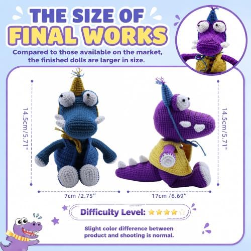 Crochet Kit for Beginners, DIY Crochet Amigurumi Craft Kit (Purple+Blue) - Image 4