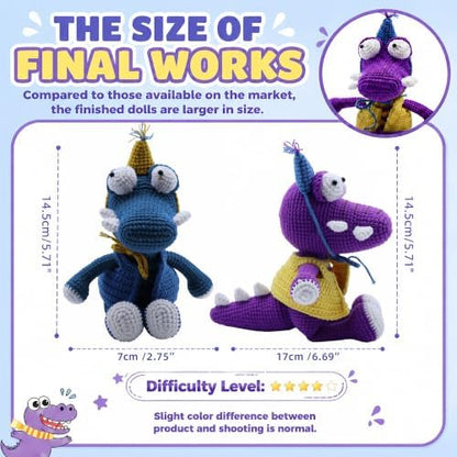 Crochet Kit for Beginners, DIY Crochet Amigurumi Craft Kit (Purple+Blue) - Image 4