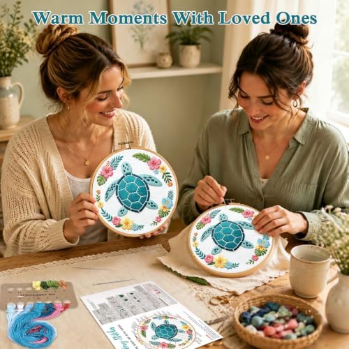 Louise Maelys Sea Turtle Embroidery Kit for Beginners, Ocean DIY Craft - Image 6