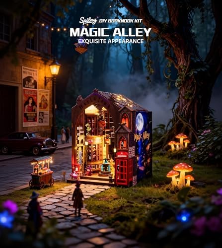Spilay Book Nook Kit for Adults, Magic Alley DIY Miniature House Kit - Image 3