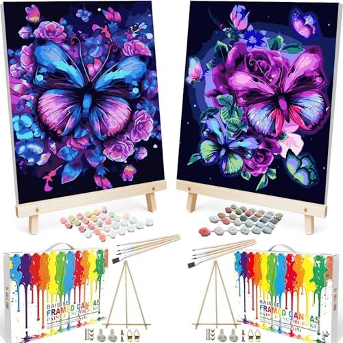 BAISITE Paint by Numbers Kit for Adults Beginners,16" Wx20 L 2 Pack Canvas for Painting Kits for Adults in Colorful Box 5152 Already Framed by PaintbyNumbersKitsforAdults