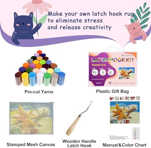 Aurora Borealis Latch Hook Kits for Adults Kids Beginners Northern Light Scenic Latch Hook Rug Kit Pre-Printed Hook and Latch Carpet Making Kits DIY Wall Hanging Crochet Set 20x15 In. Craft Gift - Image 2