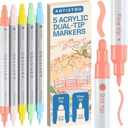 ARTISTRO Pastel Dual-Tip Acrylic Paint Marker Pens - Set of 5 by ARTISTRO