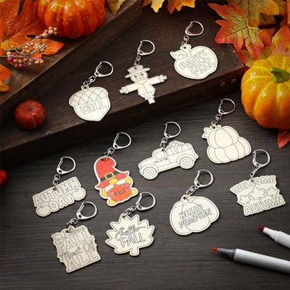 RattanView 24 Pcs Fall Craft Keychains DIY Keychain, 12 Styles - Image 4