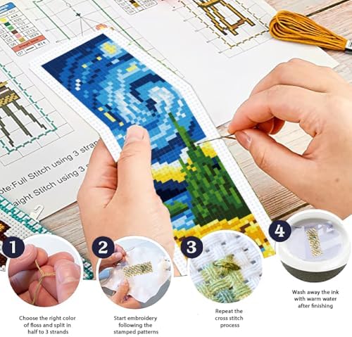 ORIGACH 6 Set Swirling Night Sky Cross Stitch Bookmark Kit for Beginner - Image 4
