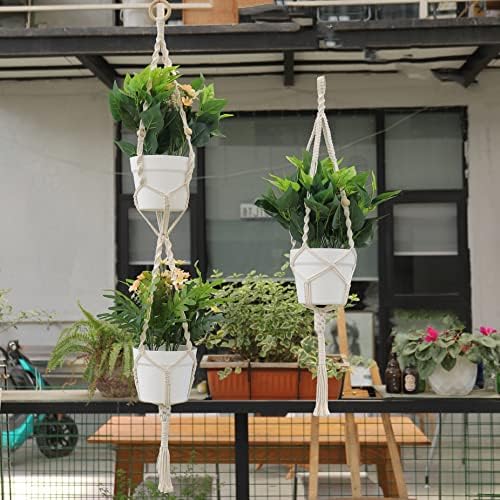 3 in 1 Macrame Kit for Beginners, 3mm x 220yards Cotton Macrame Cord, 3 DIY Macrame Plant Hanger Kits for Adults with Instructions Macrame Supplies Best for Macrame Plant Hanger Kit - Image 4