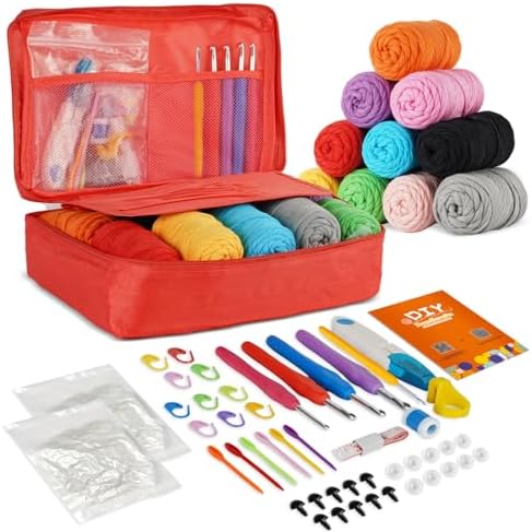 iptek Crochet Kit for Beginners Adults，Crochet Yarn for Beginners, 10colors Total Crochet Yarn Kits with Easy-to -See Stitches，Includes Basic Stitch Guide and extensive amigurumi Video tutorials. by Unknown