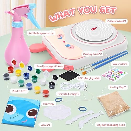 Pottery Wheel for Kids, Air Dry Clay Arts & Crafts Kit with USB Power - Image 3