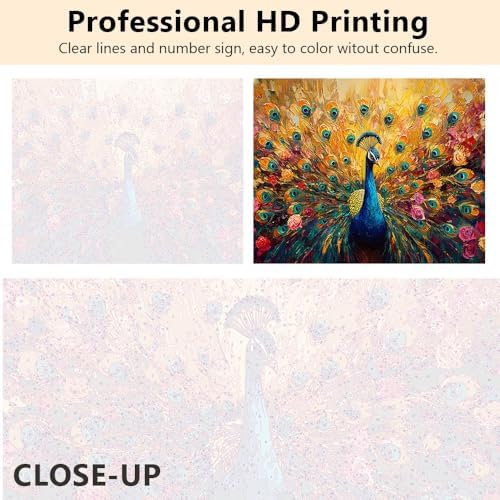 TUMOVO Paint by Numbers for Adults Beginner, Peacock Adult Paint by Number Kits On Canvas, DIY Painting Kit on Canvas, Peacock Color by Number Canvas Arts Craft Without Framed, 16 X20 Inch - Image 5