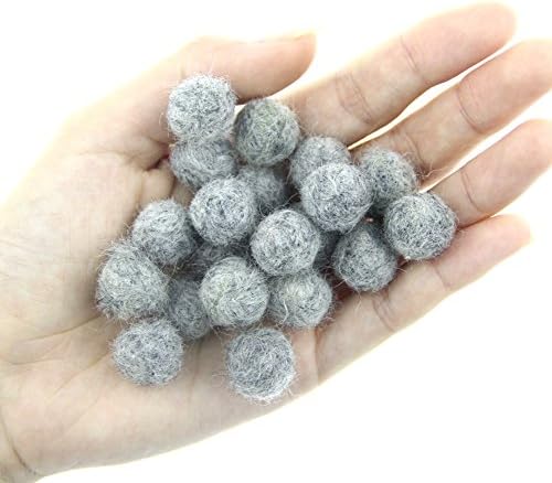 Needle Felt Balls Pure Wool Beads Dry Felted Balls 15mm Handmade DIY Crafts 20pcs (Light Grey) - Image 2