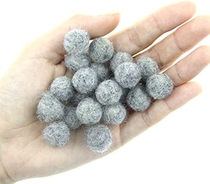 Needle Felt Balls Pure Wool Beads Dry Felted Balls 15mm Handmade DIY Crafts 20pcs (Light Grey) - Image 2