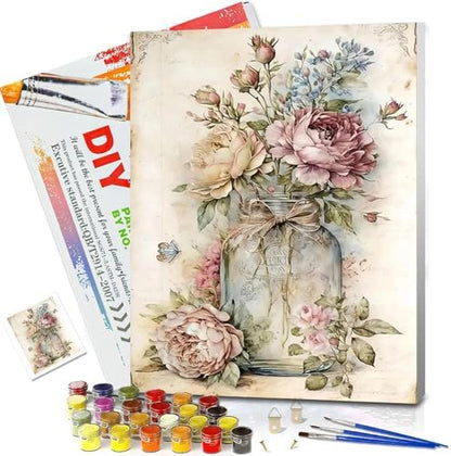 JATOK Paint by Numbers Kit for Adults with Frame, Flower, 12 x 16 in by JATOK