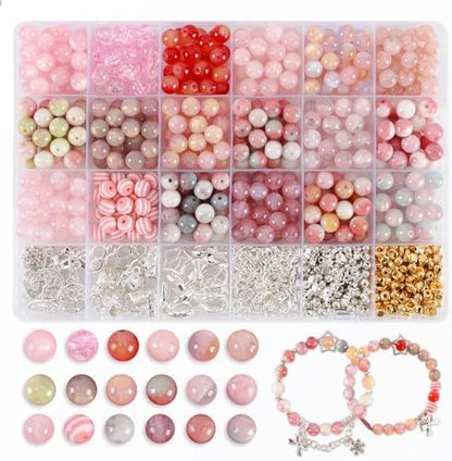Glass Beads for Jewelry Making, 18 Colors Glass Beads for Bracelets Making kit Including 2-8mm Bead spacers/Lava Beads/Stone Rock DIY Jewelry Making Supplies for Adults, Bracelets Earring Making kit by RUOMOXI+Y