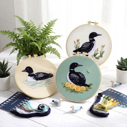Mindsoft 3 Set Needlepoint Kit for Beginners with Hoop,Loon - Image 2
