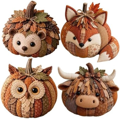 4PCS DIY Animal Pumpkin Sewing Kit - Autumn Fabric Animal Pumpkin Craft Set for Adults Beginners - Thanksgiving Handmade Fall Patchwork Craft Kit for Holiday Decor by Unknown
