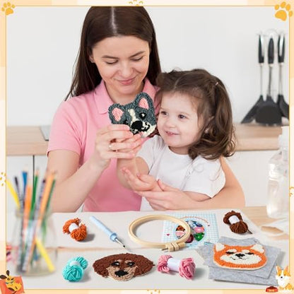 WATINC Punch Needle Coaster Kit - 6 Pattern DIY Craft for Beginners, Puppy - Image 5