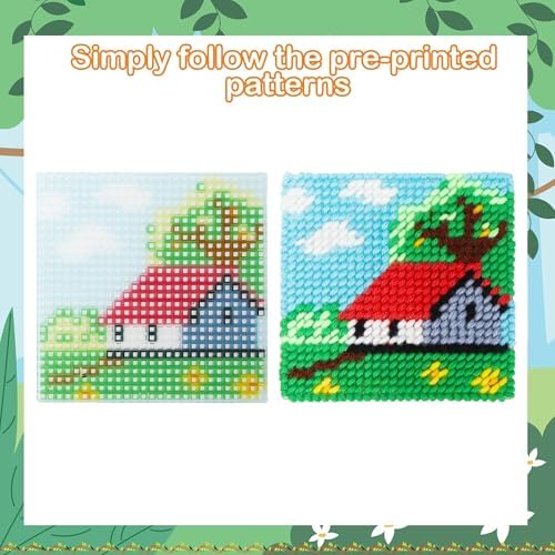 Pllieay 10-in-1 Plastic Canvas Kit for Beginners, Easy Needlepoint Kit - Image 4