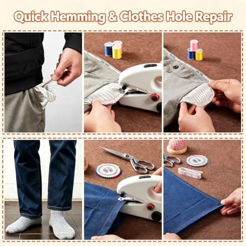 Hand Held Sewing Machine for Adults & Beginners, with a 15 PCS Basic Sewing Kit, Portable Mini Hand Sewing Machine, Dual Power (AC/DC) for Quick Repairs, DIY Projects on Clothes, Jeans, Home & Travel - Image 5
