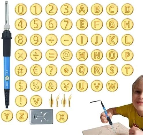 Wood Burning Tool with Letters Alphabet 56Pieces Wood Carving Set Burning Kit Ergonomic Craft Tools Symbol Number Hot Stamps - Image 2