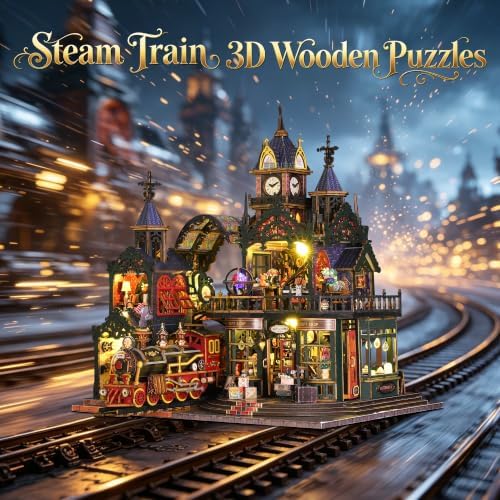 SUNNINO DIY Miniature Dollhouse Kit, Steampunk Train Station Book Nook Kit - Image 2
