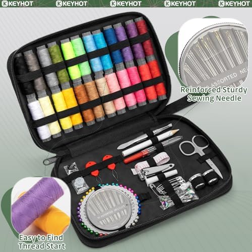 KEYHOT Sewing Kit for Adults, Needle and Thread Kit, Travel Size 130 Pcs - Image 3