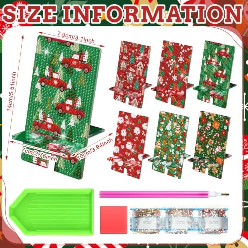 Saillong 6 Pcs Christmas Diamond Painting Phone Stand Full Drill Holder - Image 4