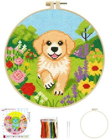 TPQKA Golden Retriever Embroidery Kit for Beginner Adults, 1 Pack DIY Set by TPQKA