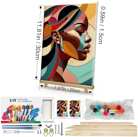 HeeBenor Framed Paint by Numbers Kit for Adults, Black Woman, 8x12 Inch - Image 2