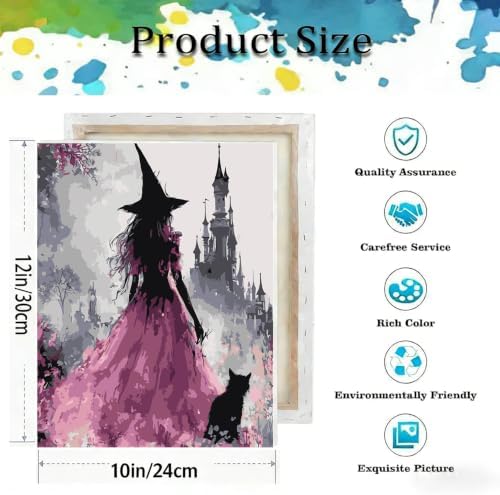 Witch Paint by Numbers Kit for Adults,Castle DIY Paint by Number With Frame - Image 3