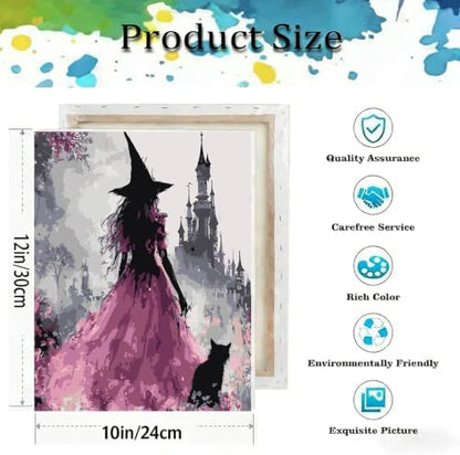 Witch Paint by Numbers Kit for Adults,Castle DIY Paint by Number With Frame - Image 3