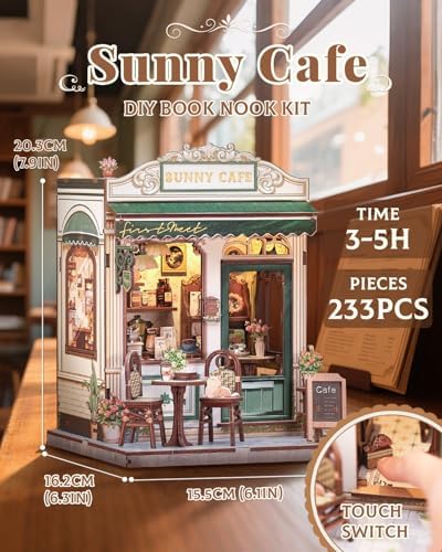 CUTEBEE Book Nook Kit DIY Miniature House Coffee Shop Dollhouse Kit - Image 2