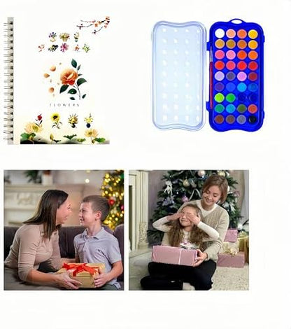 Watercolor Workbook，Water Paint Adult Set，Easy Coloring Book,Beautiful Paintings for Beginner (Flower - 36 Colors) - Image 3