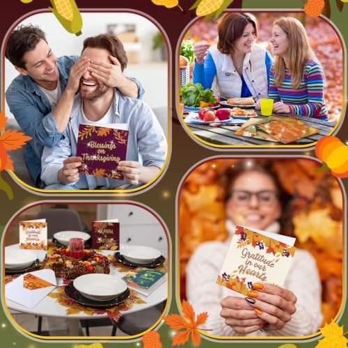 Saillong 12 Pack Fall Thanks Diamond Painting Greeting Card Kits DIY Thanksgiving Diamond Art Cards with Envelope Maple Leaves 5D Rhinestones Paint Card for Adults DIY Crafts Family Friend Autumn Gift - Image 5