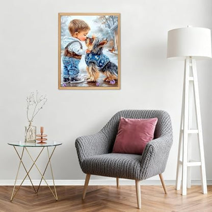AIRDEA Boy and Dog Paint by Numbers for Adults 16x20in Cute Painting by Number Kits for Beginner Frameless Easy Acrylic Oil Painting on Canvas with Paints and Brushes - Image 7