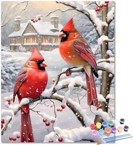 Cardinal Paint by Numbers Kit for Adults Canvas, Paint by Number Christmas by Unknown