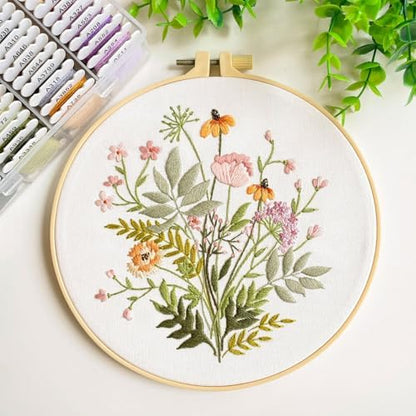Silentsea Floral Embroidery Kit for Beginners – All-in-One DIY Stitching Set with Pre-Printed Fabric, Hoop & Threads – Perfect for Relaxing Craft Lovers. - Image 4