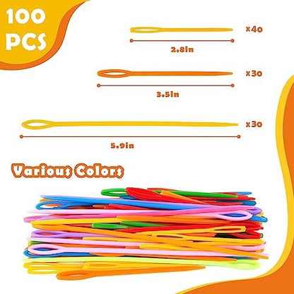 LOVEINUSA 100PCS Plastic Needles for Kids, Large Eye Yarn Needles for DIY Stitchery Plastic Sewing Needles Tapestry - Image 2