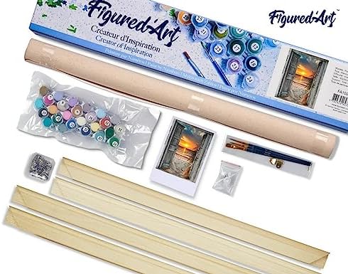 Figured'Art Paint by Numbers Kit for Adults Door to The Beach 16"x20" - Craft Art Painting Rolled Canvas with DIY Wooden Frame - Image 5