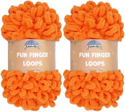 JubileeYarn Fun Finger Loops Yarn - Orange Peel - 2 Skeins by BambooMN