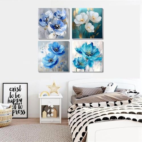 4 Pack Flowers Paint by Number for Adults Kids Framed, Easy Acrylic Adults Paint by Numbers Kits on Canvas with Paints and Brushes, Small Flowers Arts and Crafts Kits for Home Wall Decor (8 x 8 Inch) - Image 4