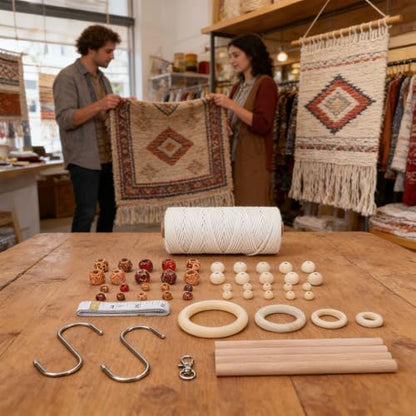 Qinlorgo Macrame Plant Hanger Kit, 3mm 115yard Natural Cotton Cord & Solid Wood Accessories Macrame Kit with 100pcs Wood & Painted Beads Macrames Kits for Beginners Home Decor - Image 2