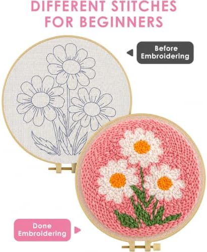 Punch Needle Kit for Beginners Adults-Flower Daisy,with Video Tutorial - Image 3