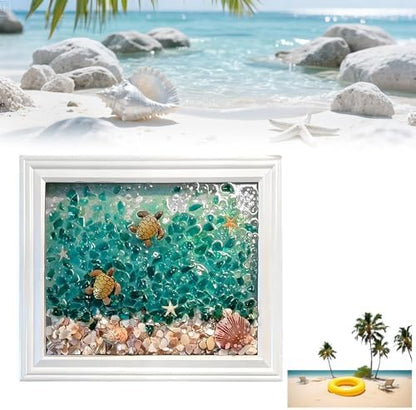 Mosaic Kit for Adults Ocean Inspired Sea Art - Turtle Shell Wall Decor Set DIY Tools, Complete Resin, Framework, Mosaic Stained Glass Pieces, Creative Craft Kits for Beginners, Handmade Birthday Gifts by PWMENLK
