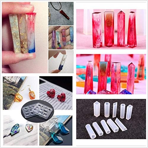 Crystal Clear Transparent UV Epoxy Resin 210ml Kit 15 Silicone Molds 15 Shimmer Pigment 12 Glitters 9 Open Back Bezels + Traceless Tape for Crafts Jewelry Pendants Earrings Making - Image 4