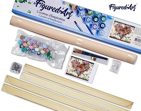 Figured'Art Paint by Numbers Kit for Adults Love Flowers 16"x20" - Craft Art Painting Rolled Canvas with DIY Wooden Frame - Image 5