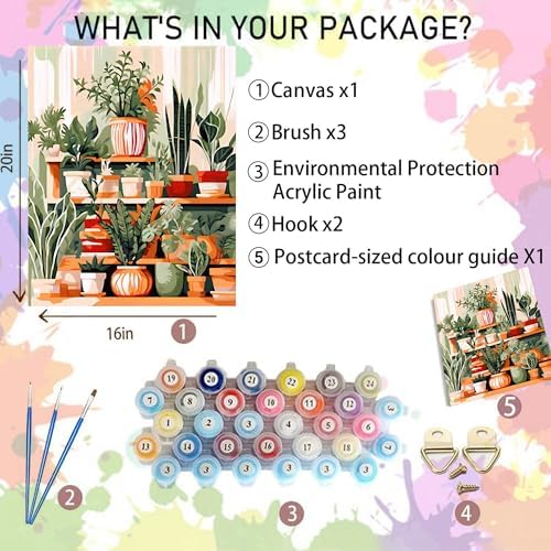 Arttoplus Green Plant Paint by Numbers Kit for Adults Beginner 16x20 inch - Image 2