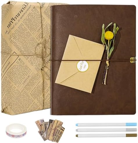 Vienrose Photo Album Scrapbook Kit, 9x6.5 Inch, 100 Pages, Dark Brown by Vienrose