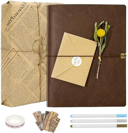 Vienrose Photo Album Scrapbook Kit, 9x6.5 Inch, 100 Pages, Dark Brown by Vienrose